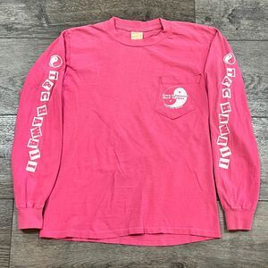 Vintage 80s Pink T&C Surf Hawaii Long Sleeve Pocket Tee USA Made - Women's Small